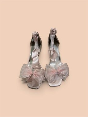 Elegant Pink Satin Bow Heels for Women